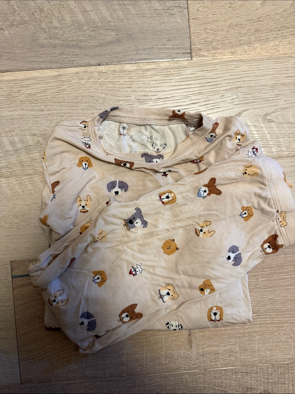 Kids Cream Puppy-Print Pajama Set